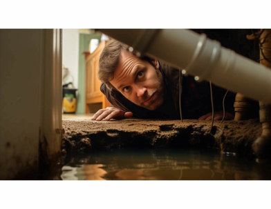 Leaky Drain in a home and tech inspecting it