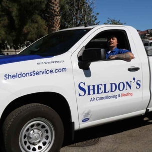 HVAC Maintenance Tech in a service vehicle